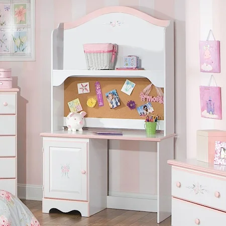 Student Desk & Hutch with Floral Motif